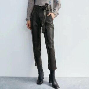 Aritzia Wilfred High Tied Faux Leather Pants